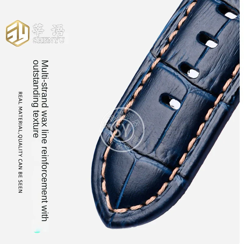 حزام ساعة Shenyu-Cowhide للرجال والنساء ، 22 ، 24 ، 26 ، Panerai ، PAM688 ، PAM1312 ، PAM441 ، سوار أزرق ، بني ، أسود ، ذكر ، أنثى