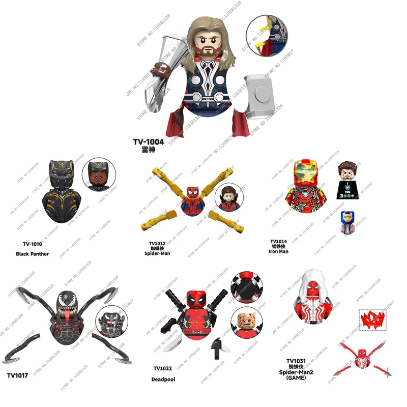 Hto Toys Marvel Legends Deadpool Bausteine für Spielzeug und Geschenke Neue Mini-Actionfiguren Kinder-Bausteine für Partygeschenke