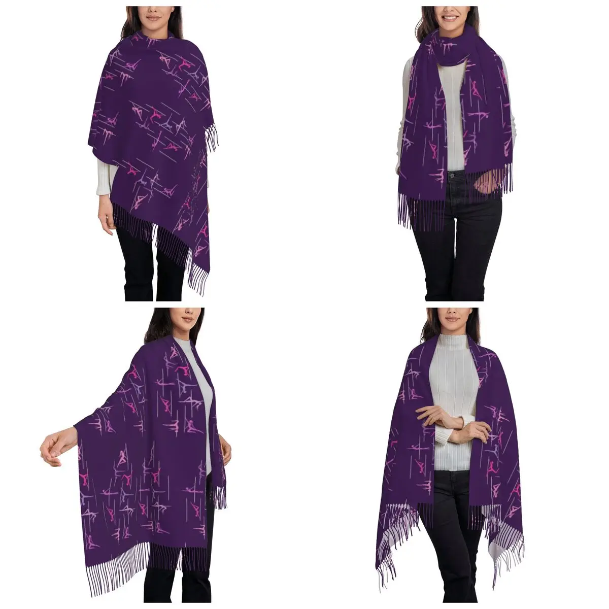 القطب الرقص وشاح شرابة الأوشحة النساء شالات دافئة ناعمة ويلتف كبير الخريف الشتاء شال التفاف #2