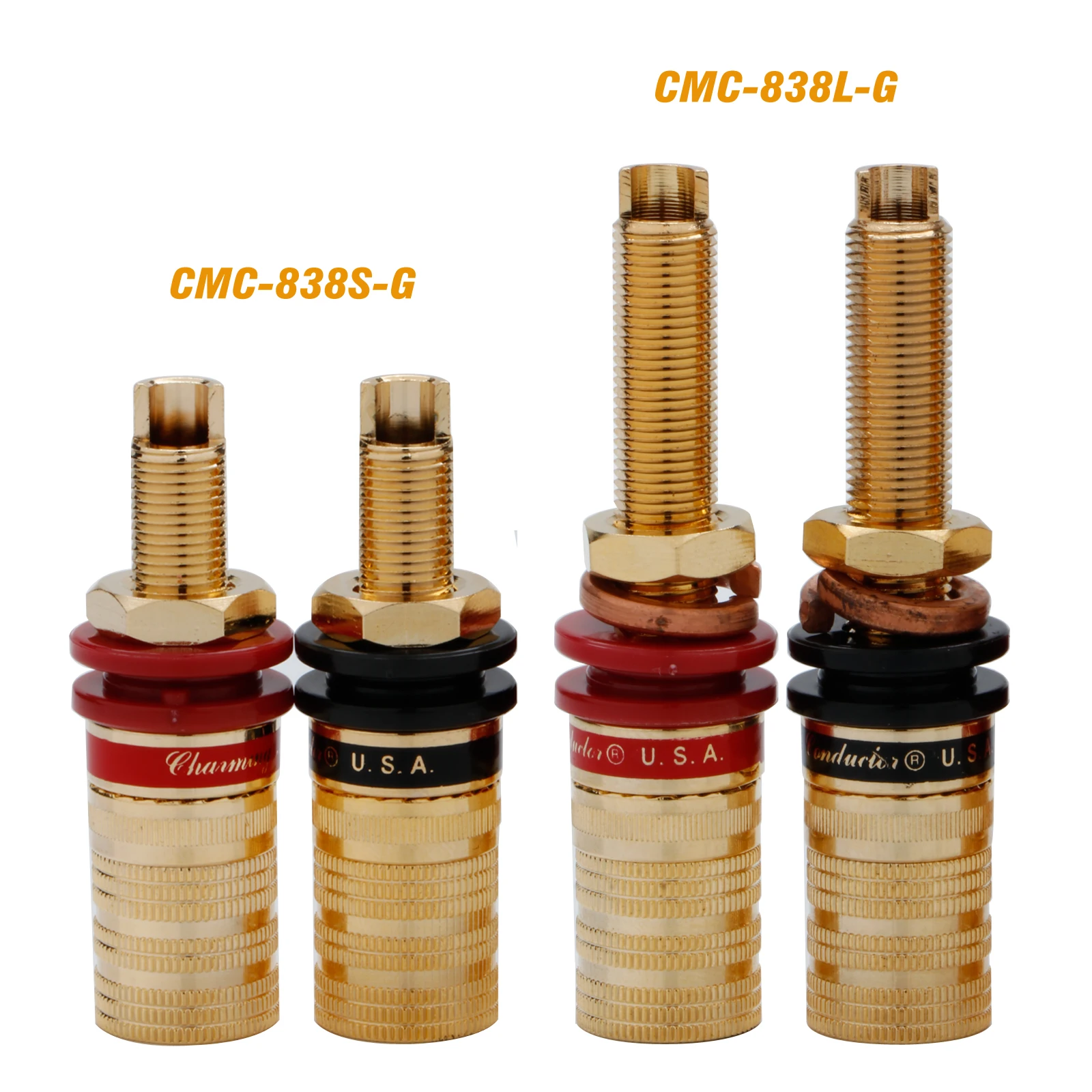 4pcs CMC-838-S-CU-R Pure Copper Conductor Long Binding Post HIFI Speaker Terminal