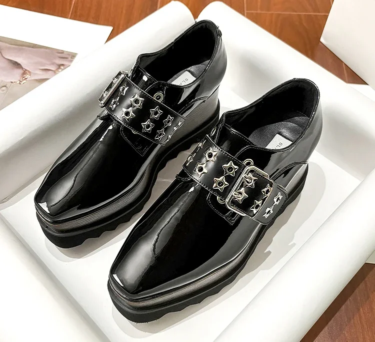 

Hot Platform Wedges Real Leather Women loafers Casual Shoes Sexy Super Star Square Toe Lace Up zapatos de mujer Heel Sneakers