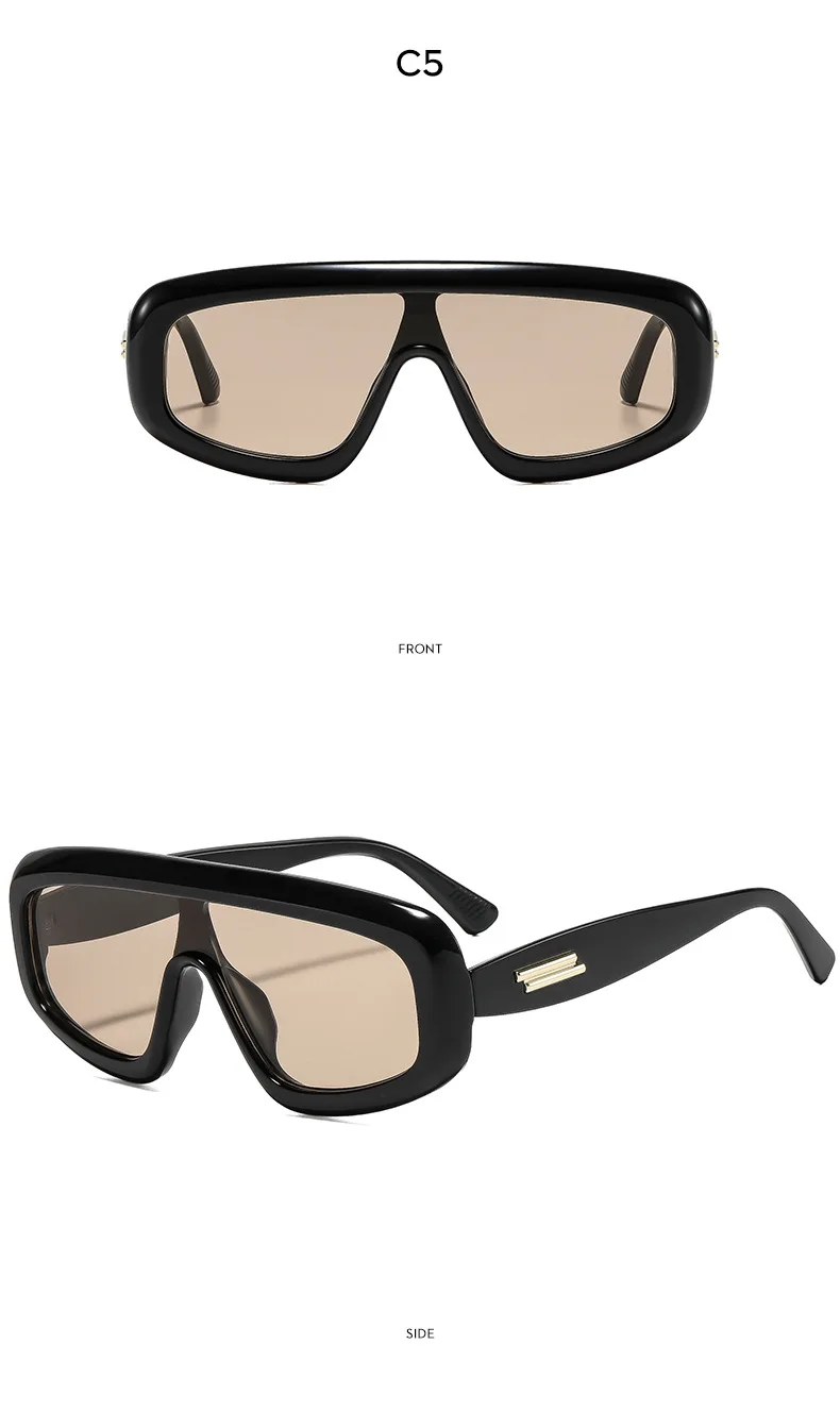 SO&EI Modische Piloten-Sonnenbrille für Damen, übergroße einteilige Sonnenbrille, UV400, für Herren, trendige Punk-Sonnenbrille mit Farbverlauf – Detail 10