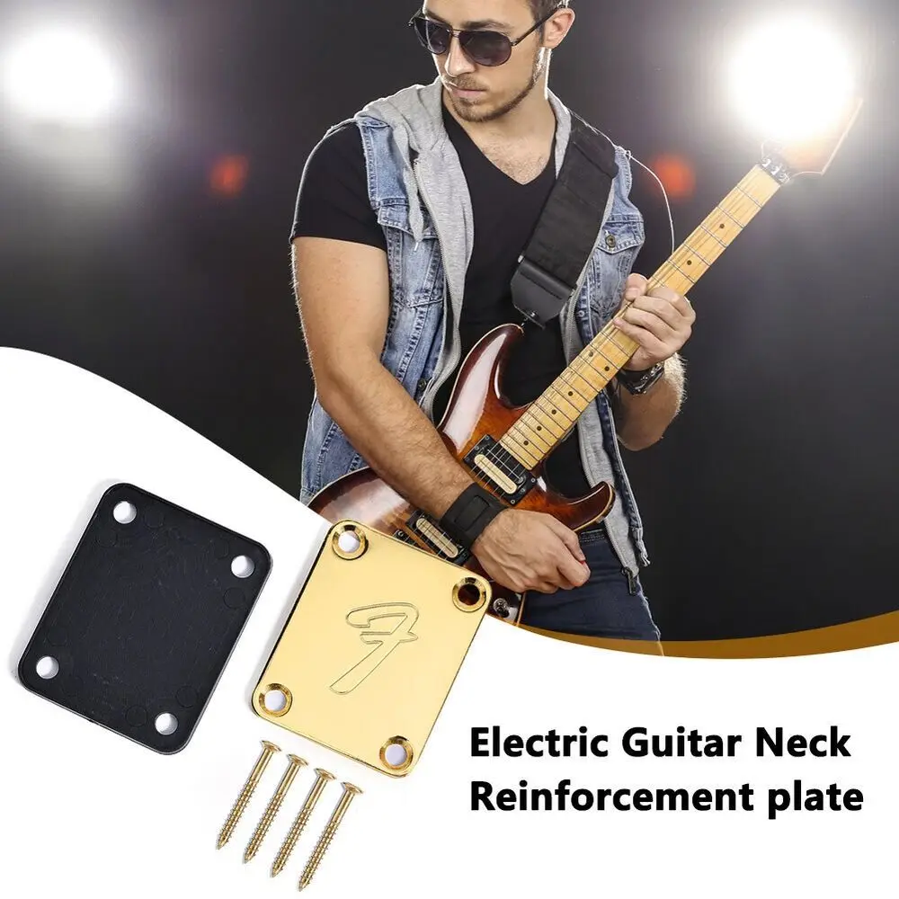 Hot Sale Electric Guitar F Neck Plate W/Mounting Screw Musical Instrument Guitar Accessories For Fender Stratocaster Telecaster