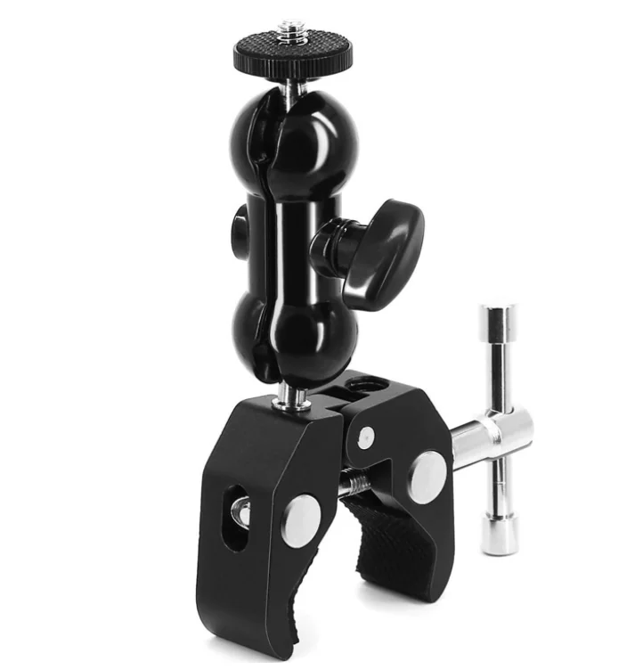 

w/1/Camera Clamp Mount with Cool Double Ballhead Arm Adapter Bottom Clamp for DSLR Camera/Field Monitor/LED