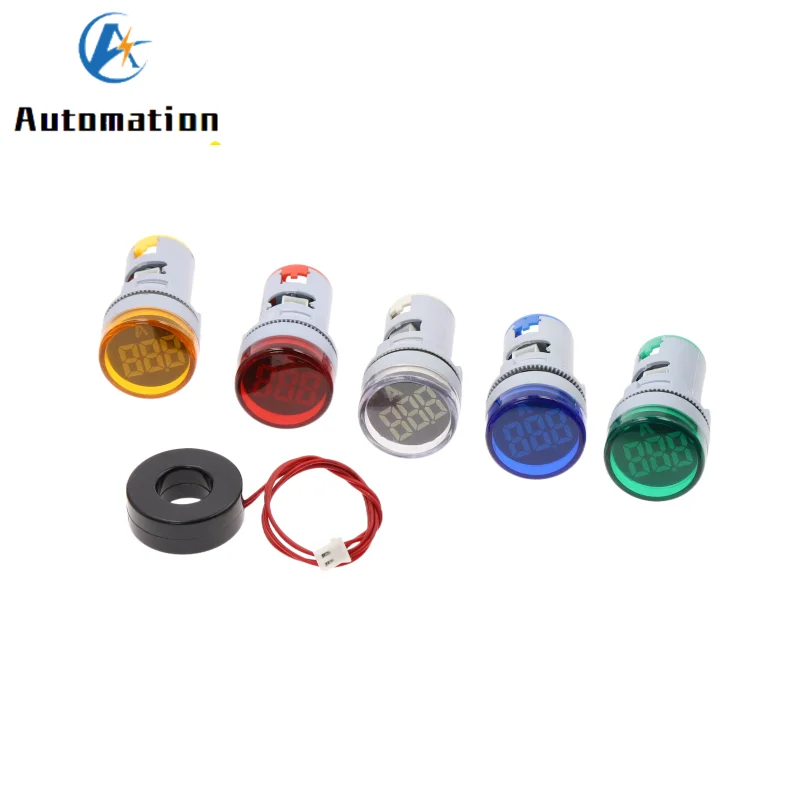 10 buah 22MM 0-100A Digital Ammeter, meteran arus/voltase Meter indikator Panel lampu Led AC20-500V lampu sinyal merek kualitas tinggi