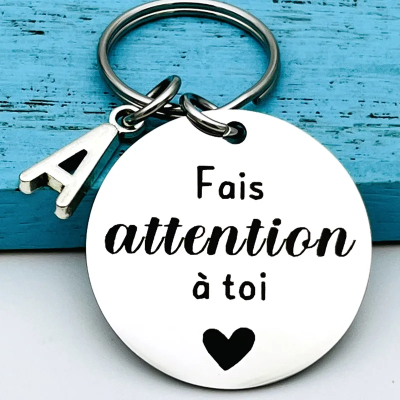 French Keychain Fais Attention a Toi Gifts for Boyfriend Husband Girlfriend Family Son Daughter Friends Gift Keyring