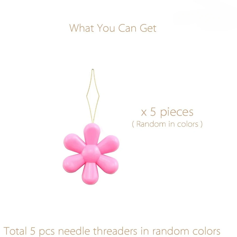 5 Stück Kunststoff-Blumenkopf-Sticknadelfädler (Mischungsfarben)