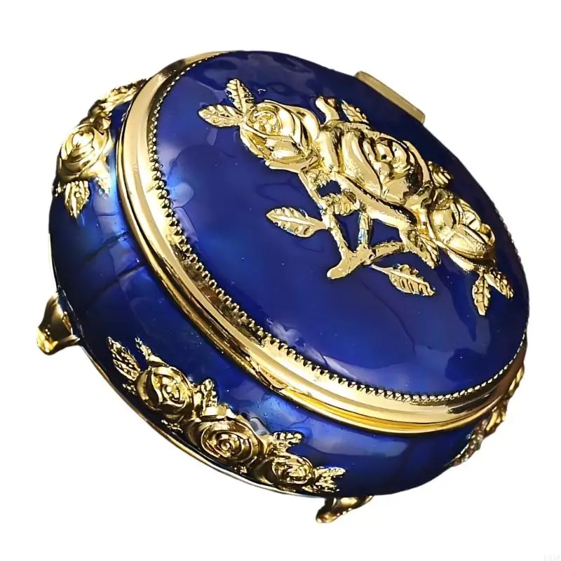 

Elegant European Vintage Alloy Jewelry Box With Soft Lining For Rings Necklaces