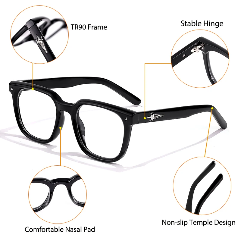 CATERSIDE Anti-Blaulicht-Brille für Herren, Markendesign, TR90, quadratische Rahmen, Brillen für Damen, Business, minimalistische Mode, transparente Gläser – Detail 3