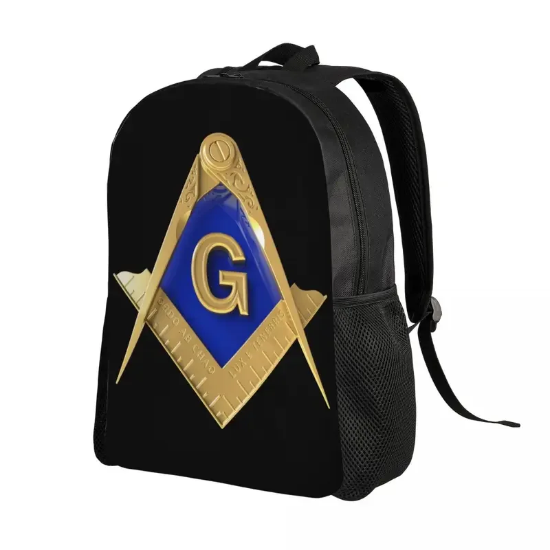 Freemason Gold Square Masonic Travel Backpack Women Men School Laptop Bookbag College Student Daypack Bags