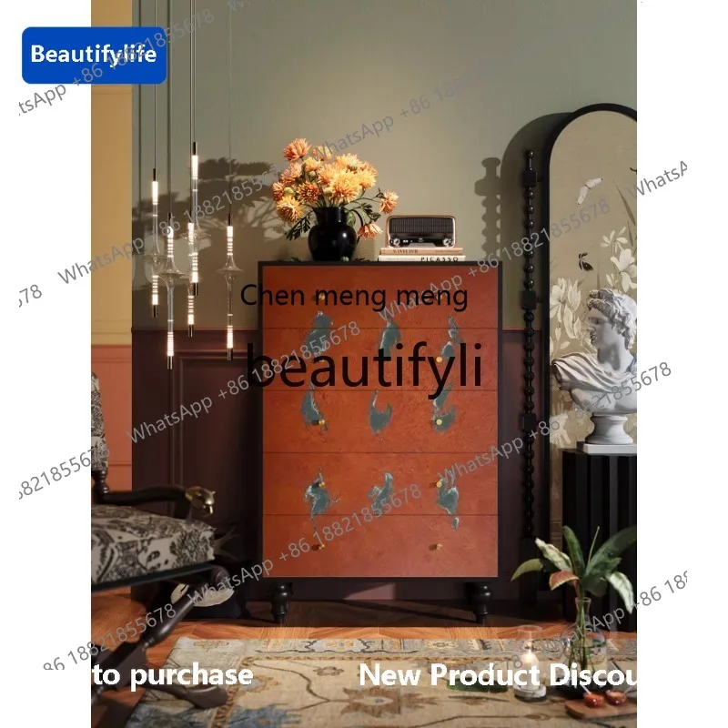 

cqy French geometric solid wood chest of drawers living room storage bedroom storage locker chest of drawers