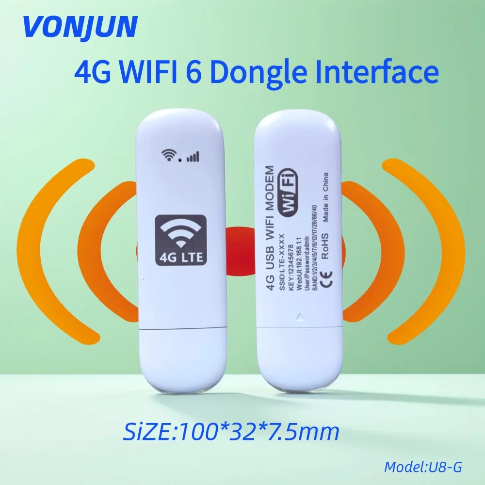 SIMカードスロット付き4G WIFI6ドングル LTEモバイルホットスポット ポケットWIFI バンドロック グローバルU8