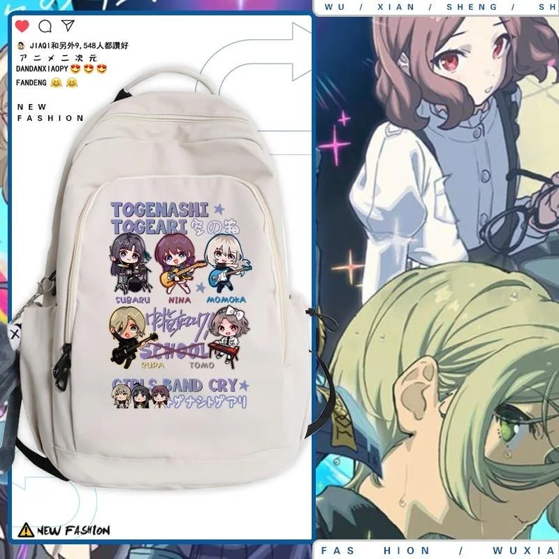 Anime Girls Band Cry Print Backpack Teenarges Schoolbag Laptop Bag Children Boys Girls Fashion Travel Outdoor Bags Ruskback+Toy