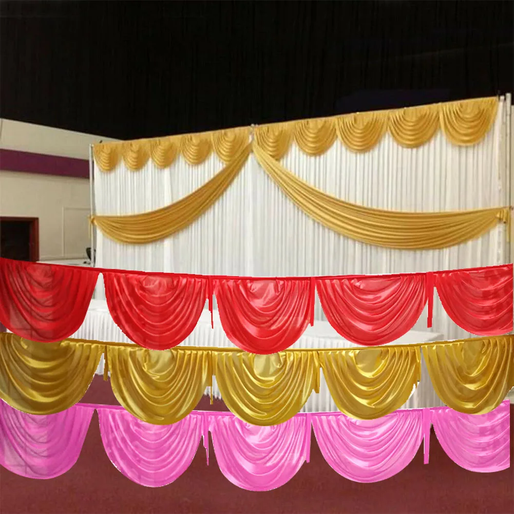 Wedding Decorate Event Party Stage Smooth Panel Top Table Arch DIY Ice Silk Backdrop Curtain Photograph Stage Closing Background