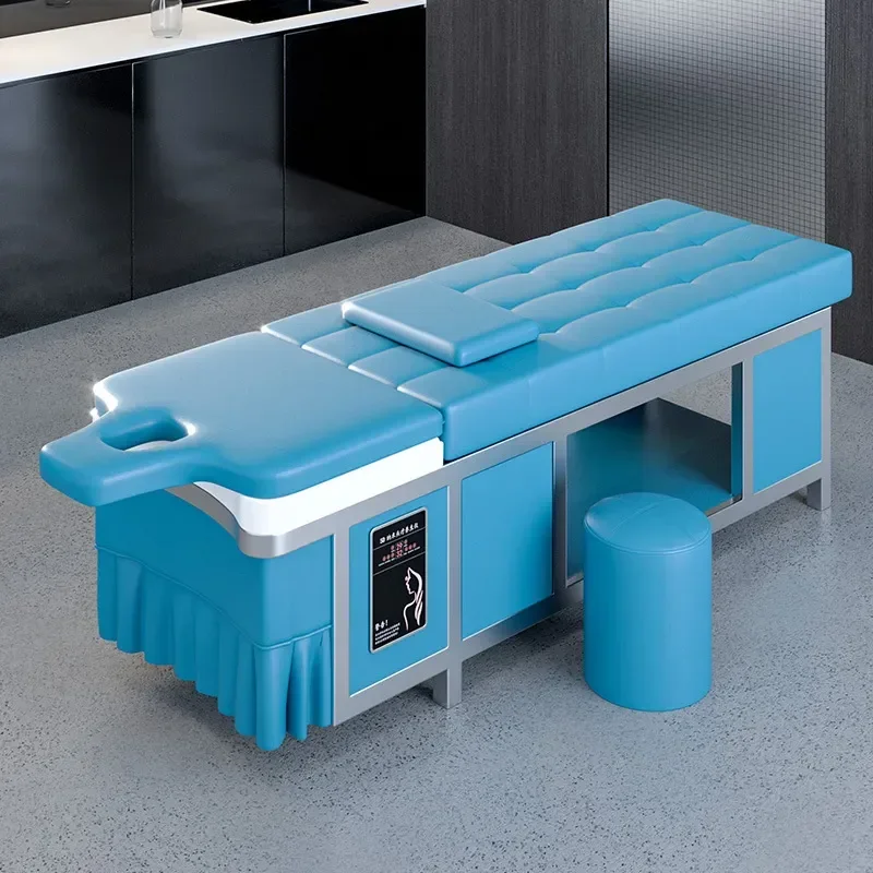 New Stainless Steel Shampoo Bed with Intelligent Water Circulation Head Treatment Massage Beauty Bed for Barber Shop Hair