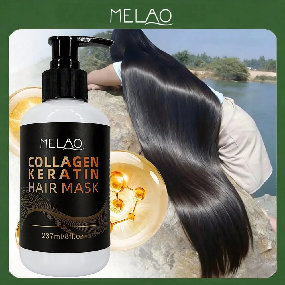 MELAO Collagen & Keratin Hair Mask - Intensive Repair for Damaged & Brittle Hair to Reduce Breakage, Restore Brilliant Shine​