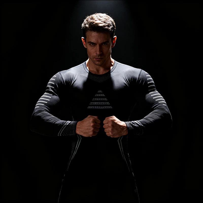 Compression Running Shirt Men Quick Dry Long Sleeve Sportswear For Male Gym Clothing Fitness Tee Training Workout Muscle Top