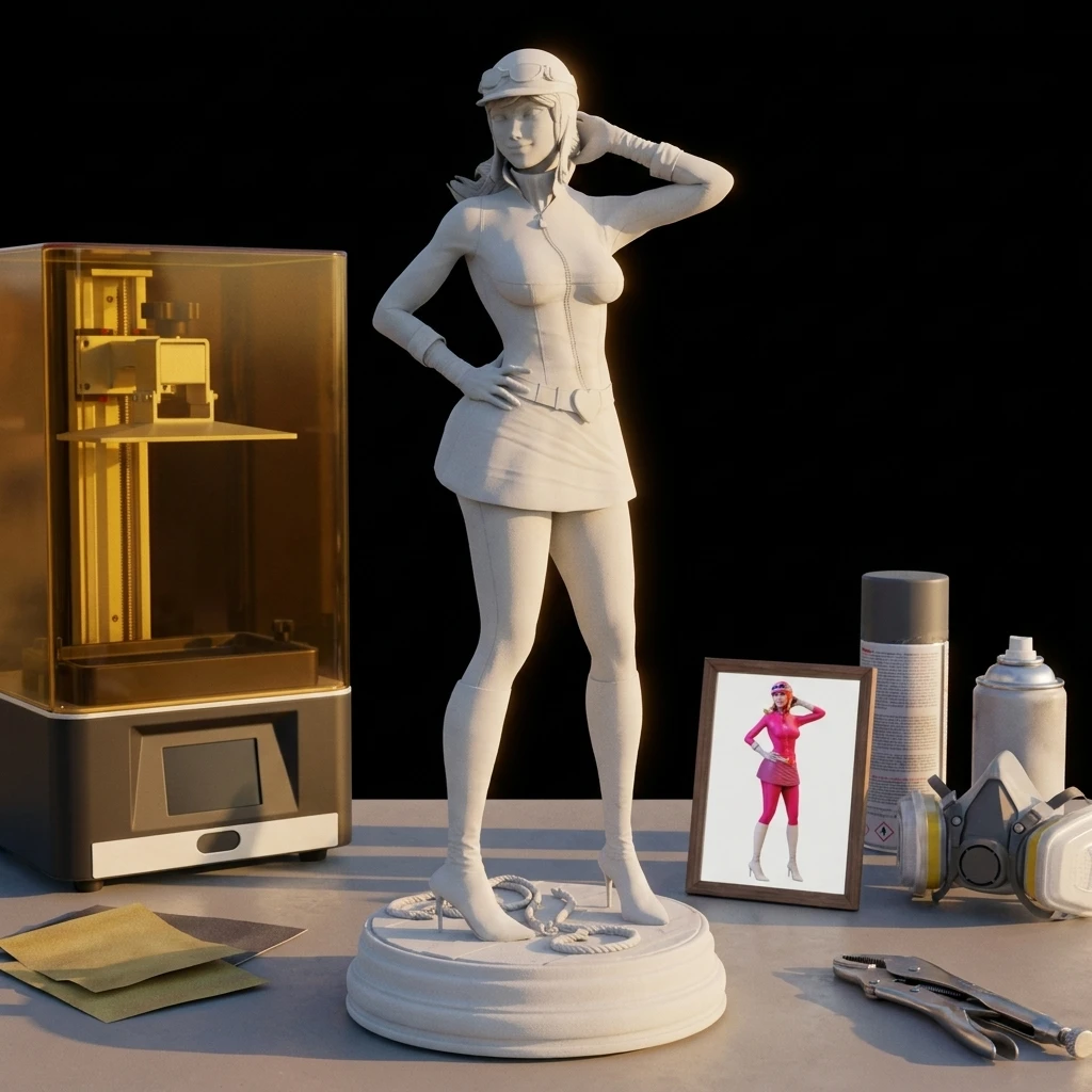 1/24 1/18 1/12 Quirky Female Racer Unpainted Unassembled 3D Printing Model Garage Kits (Requires Painting and Assembly)