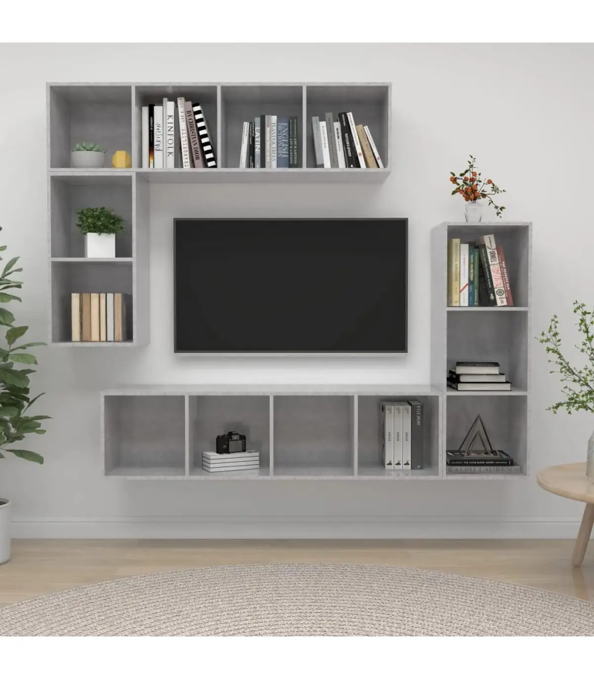 TV furniture Set TV furniture 4 PCs gray concrete plywood