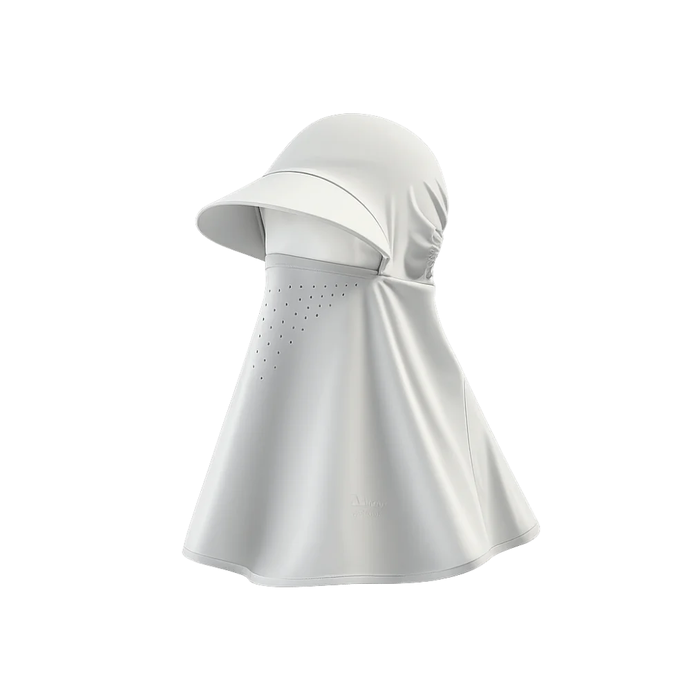 

Ice-Silk Full-Face UV Protection Hood Integrated Moisture Absorbing All-in-One Sun Hat Neck Scarf Solid Color