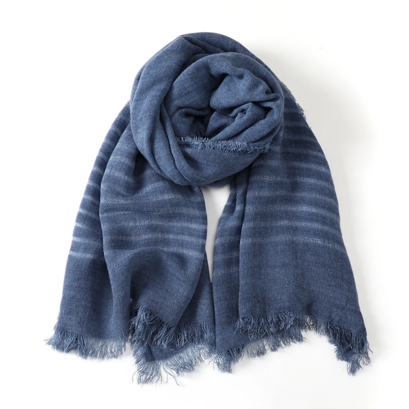Immagine 6: Sciarpa da uomo in cotone e lino a righe traforate, alla moda, tie-dye, calda, con nappe corte, accessorio maschile, bufanda, muffler