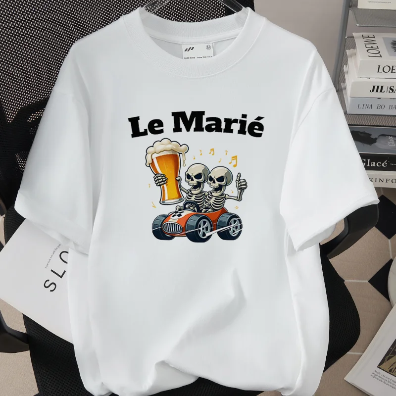 260G Cotton Wedding Prep T-shirts Future Groom & Team Groom, French Men’s EVG Single Farewell Party Oversized Loose Clothing M11