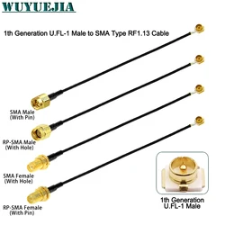 2Pcs SMA to U.F.L1 Line RP-SMA/SMA Female to U.FL MHF-1 Male Plug Connector 50ohm WIFI Antenna RF Cable RF1.13 Pigtail Extension