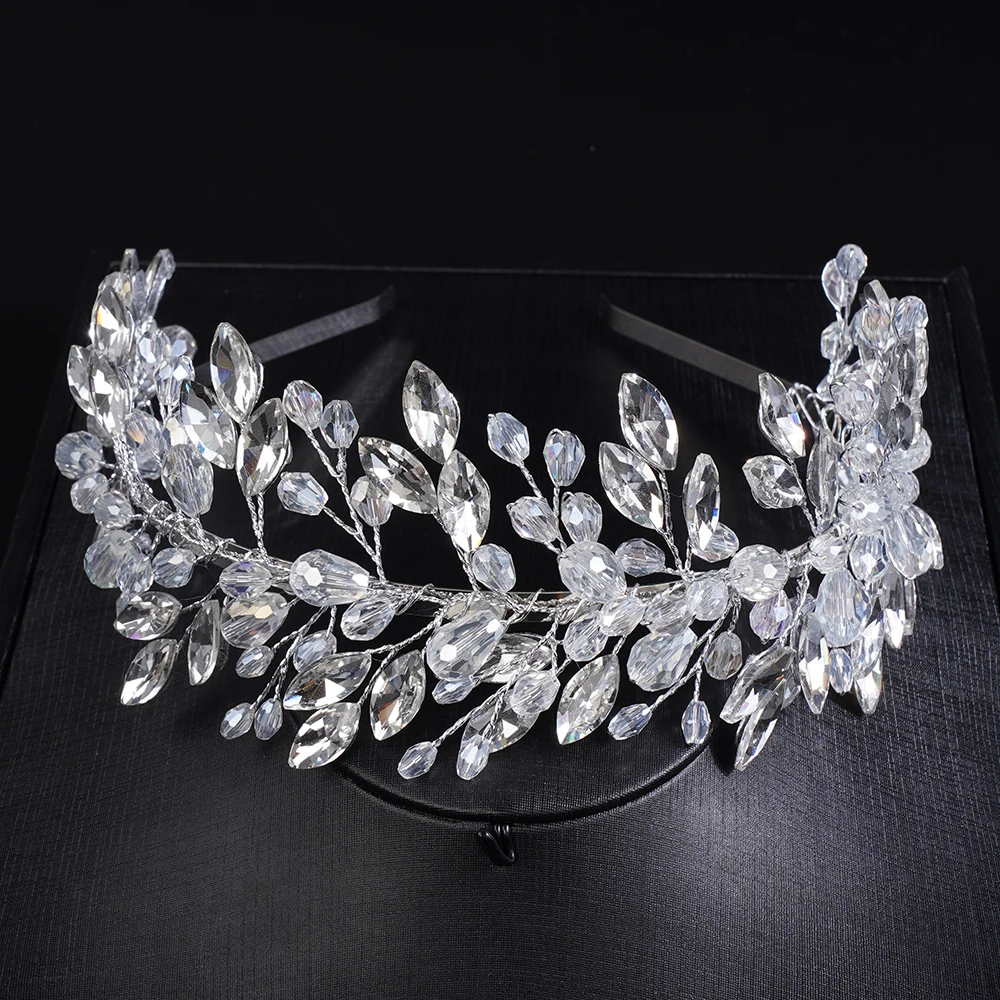 Silver Crystal Bridal Tiara Headband - Elegant Clear Rhinestone Accent Round Bridal Crown | Silver Wedding Tiara | Royal  main image 4