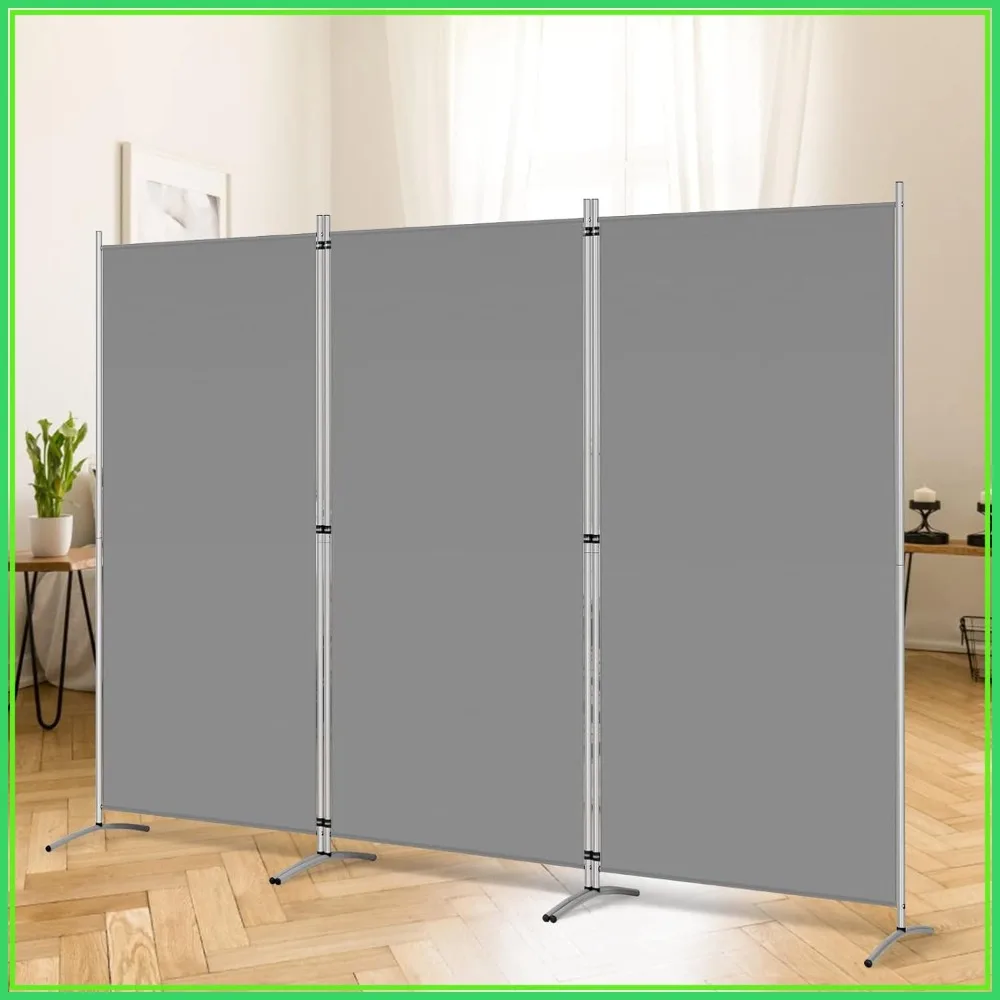 

3 Panel Room Divider, 6 Ft Tall Folding Privacy Screen, Freestanding Room Partition Wall, 102"W x 20"D x 71"H, Grey