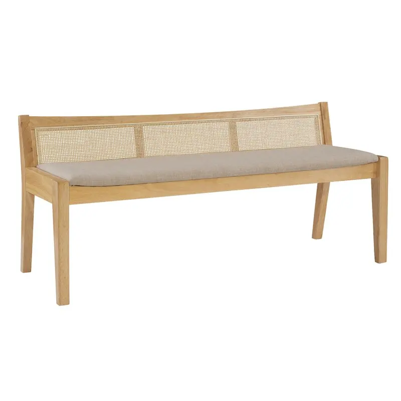 

Nordic Indonesia natural rattan solid wood dining table bench with low backrest bed tail shoe changing stool light luxury leisur