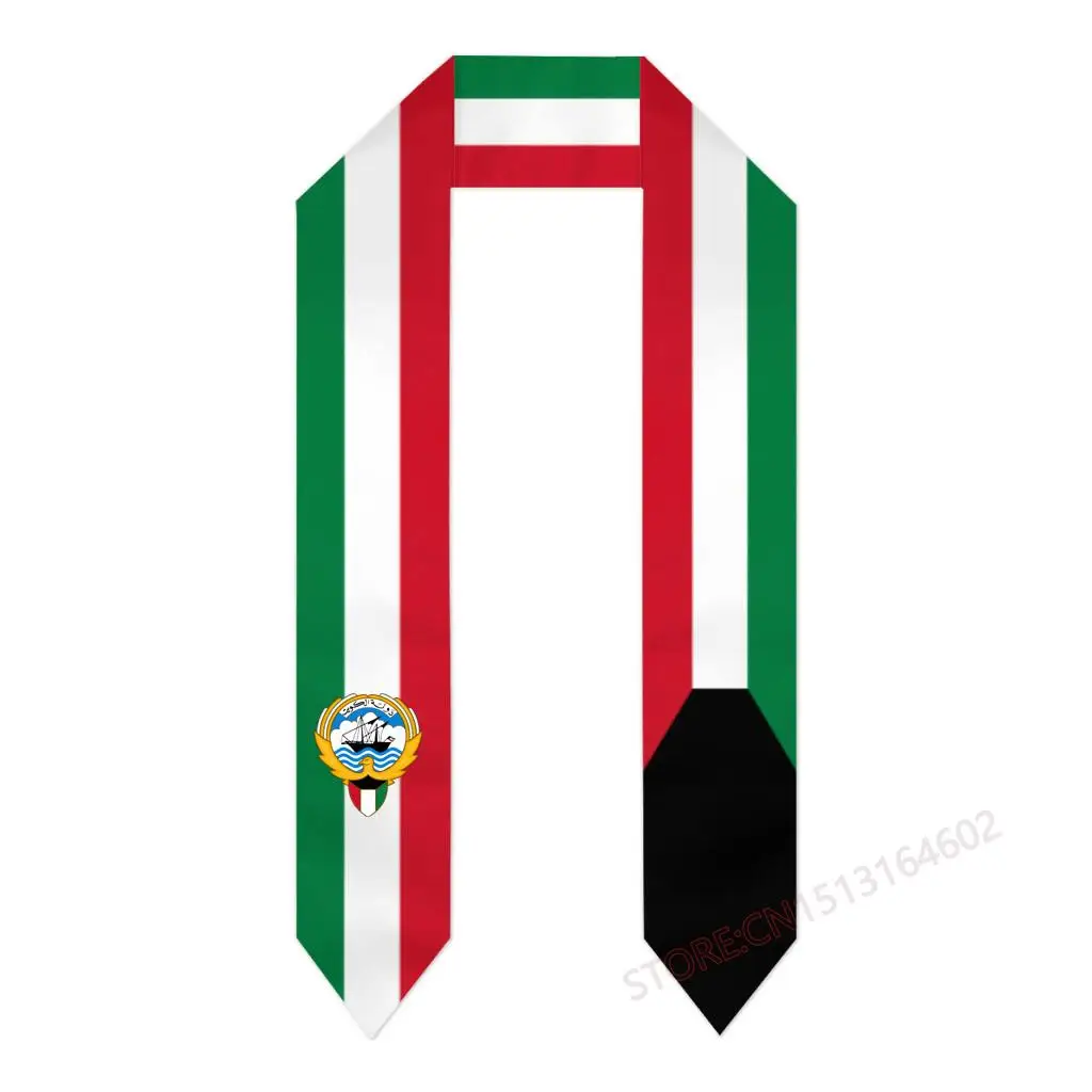 Custom Name Or Logo Kuwait Flag Scarf Graduation Stole Sash International Study Abroad Class of 2023 Shawl