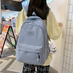 Bolsa escolar simples listrada para meninas, mochila feminina, bolsa de ombro para viagem adolescente, mochila casual estilo universitário, nova moda