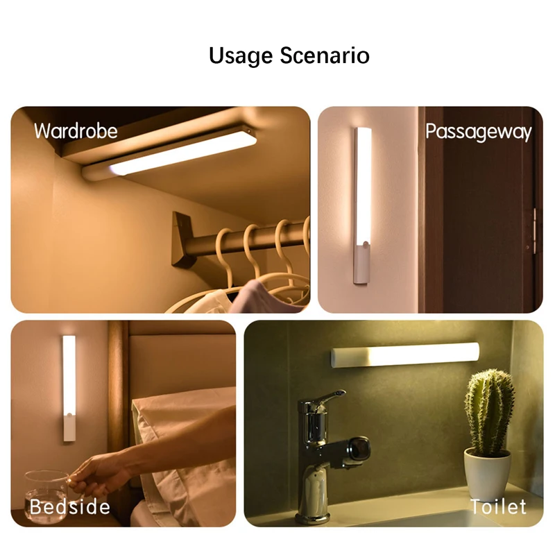 Bright Closet Lights,3 Colors Dimmable Motion Sensor Night Light,Rechargeable Wall Lamp, Battery-Operated for Kitchen Cabinet