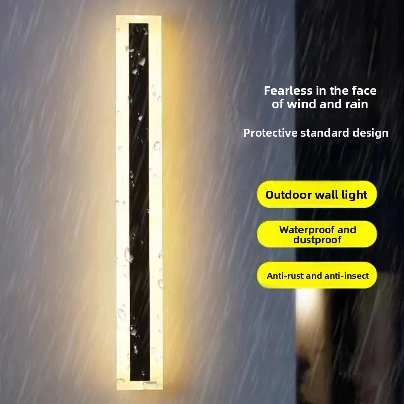 Modern IP65 Waterproof Outdoor Wall Light, Minimalist LED Linear Lamp for Villa, Garden & Balcony