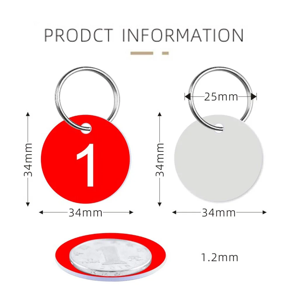 Number Tag KeyChain Round Plastic Plates KeyRing Sign For Key Dog Plate With Keyring Club ID Card Anti-lost Series Keychain