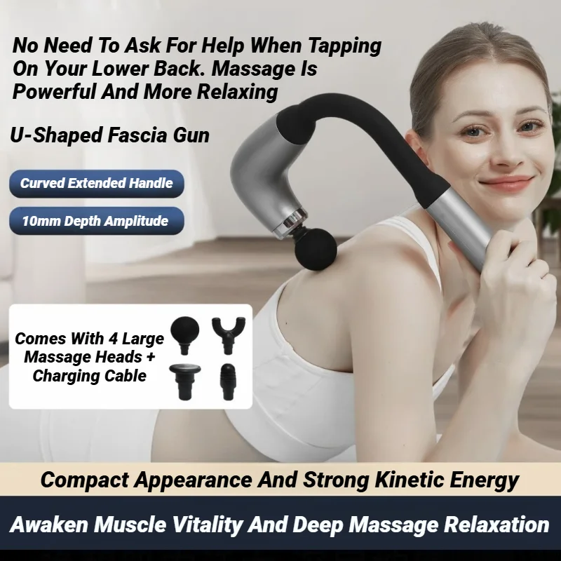 Electric Muscle Massage Gun With 4 Heads, Deep Tissue Percussion Massager For Pain Relief, Portable & Rechargeable Fascia Extend