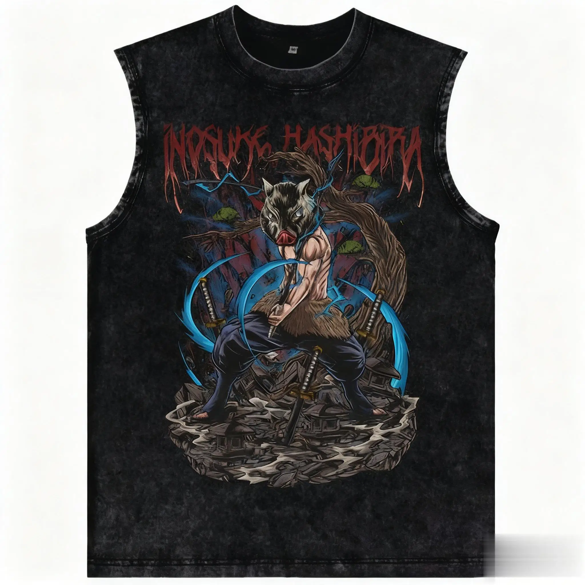 2025 harajuku demon slayer anime ginásio colete das mulheres dos homens oversized vintage lavado sem mangas tshirt impressão gráfica regata streetwear
