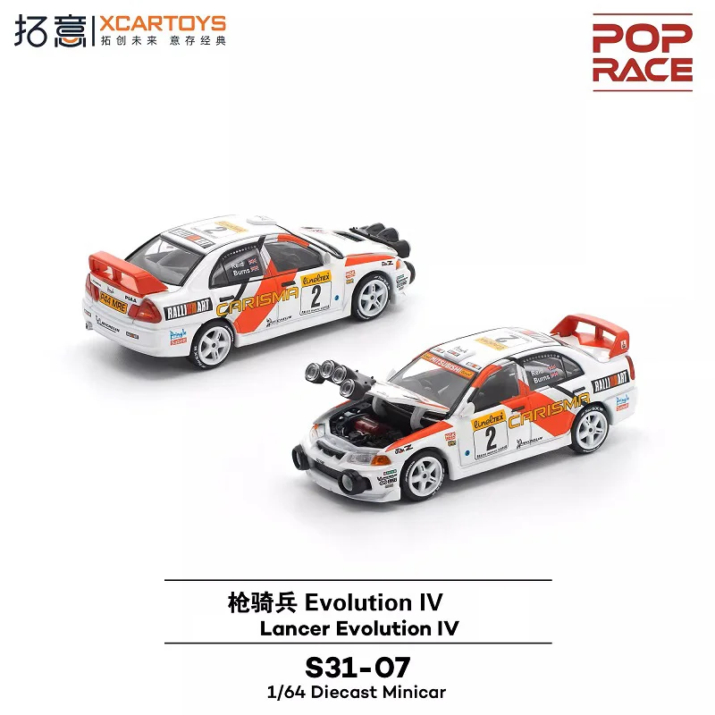Xcartoys x POP RACE 1:64 Lancer Evolution IV-1998 Monte Carlo Rally NO.2 Die-Cast Car Model Miniature Gifts