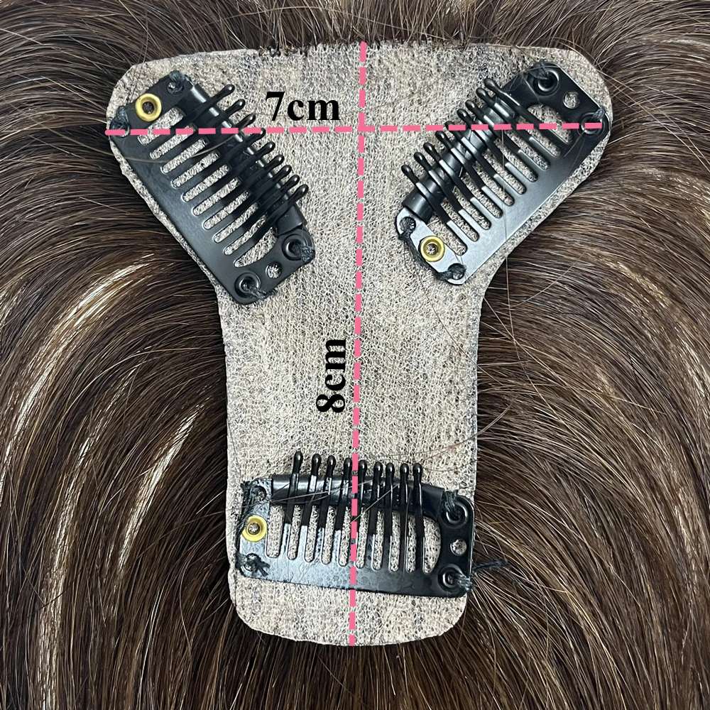 Satifresion الحرير Base7x8 الشعر البشري توبر للنساء الجزء الأوسط كليب في الشعر المستعار مع 3D الهواء بانج الشعر 10 بوصة مستقيم الشعر #5