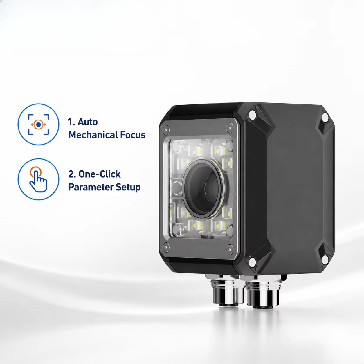 FS44XX Industrial Fixed Mount Barcode Scanner with Auto Mechanical Focus for Manufacturing Production Line