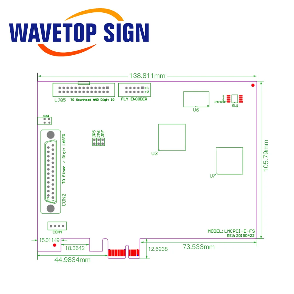 WaveTopSign الأصلي JCZ وحدة تحكم بالليزر PCI-E المجلس لآلة الوسم بالليزر الألياف / Co2 / UV