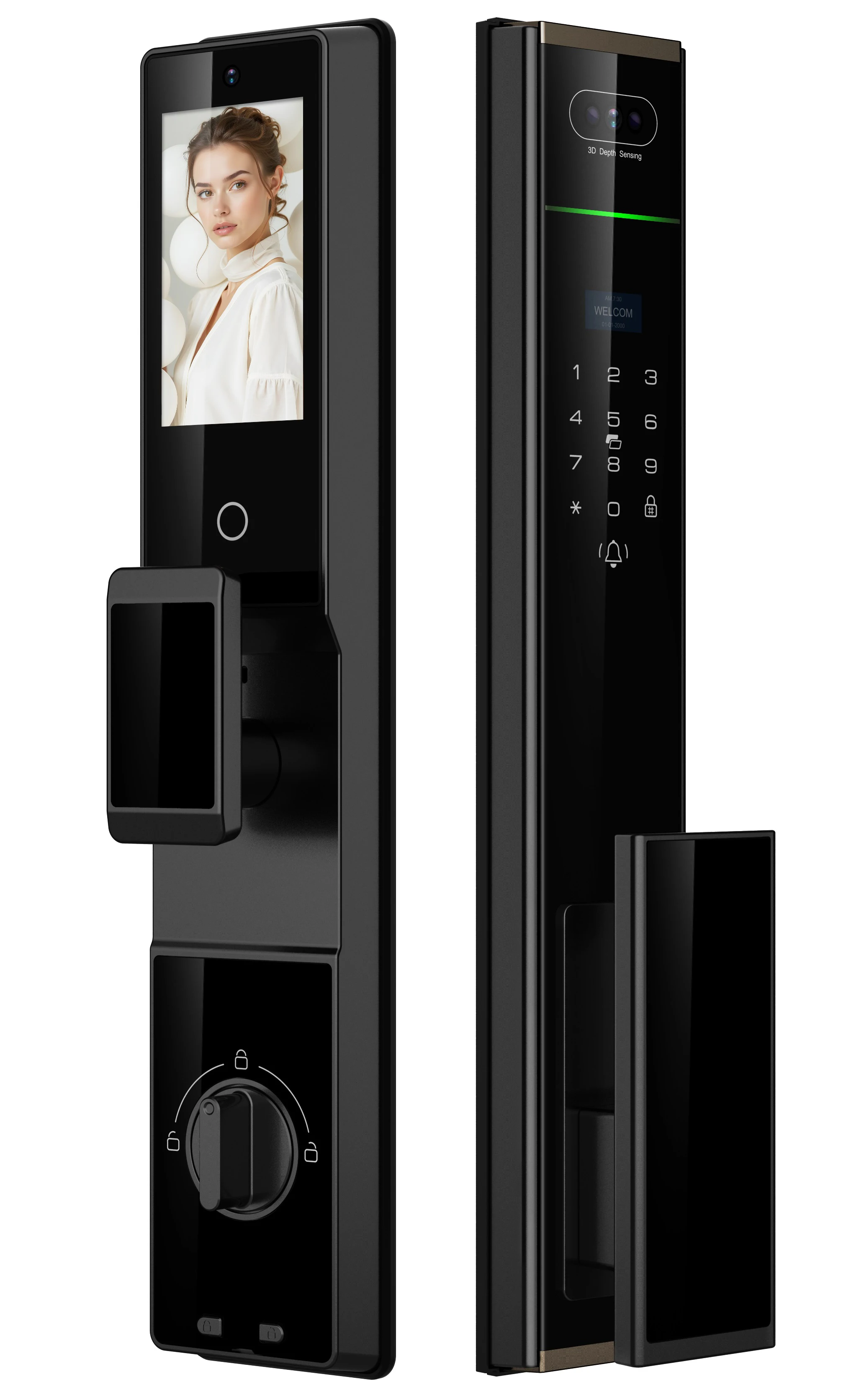 3D Eletronic Wifi Door Lock Face Recognition Tuya Biometric Fingerprint Smart Door Lock with Camera Peephole byRAYKUBE Officia