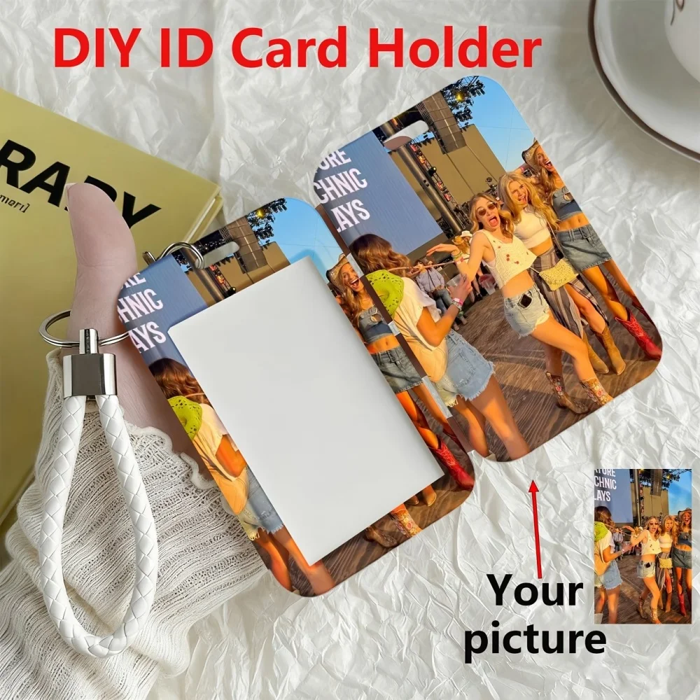 DIY Life Photo Double Sided Custom Acrylic ID Card Holder Bank and Credit Card Protective Cover Cute Campus Card Keychain