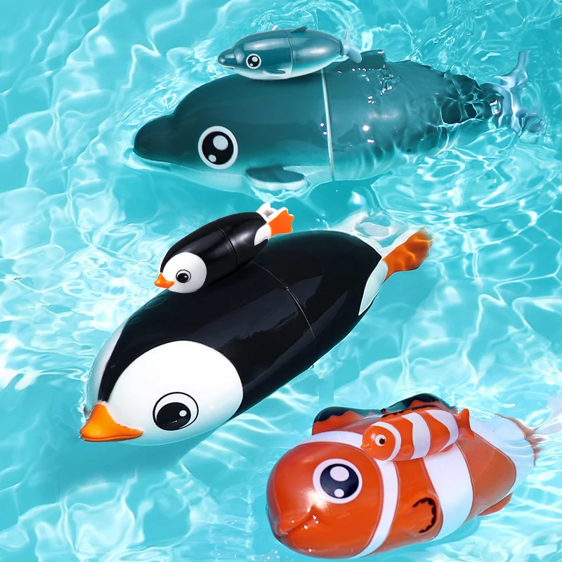 Diving pool bathtub toys Battery powered diving fish, swimming penguins, dolphins, baby and mother torpedoes Summer toys, swimmi