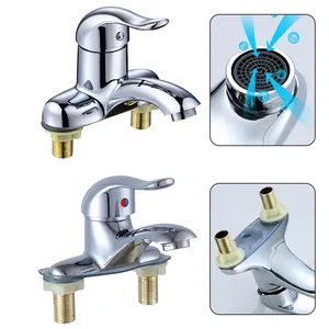 Doppel -Badezimmerhahn, Mixer -Fass für Plastikstahlspüle, heißes und kaltes Wasser, Badezimmerbecken, Küche 6 Hauptbademischerverkäufe - №5