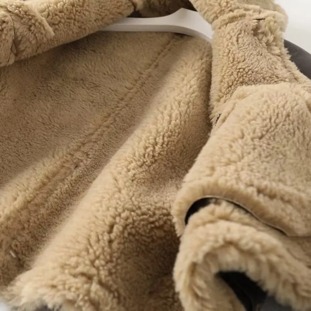 Chaqueta de cuero de imitación para mujer con puño de piel solapa moda urbana ropa de motociclista cálido Otoño Invierno nueva moda