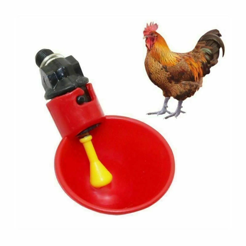 10Pcs Automatic Chicken Quail Drinker Chicken Waterer Bowl with Yellow Nipple Farm Poultry Drinking Water System