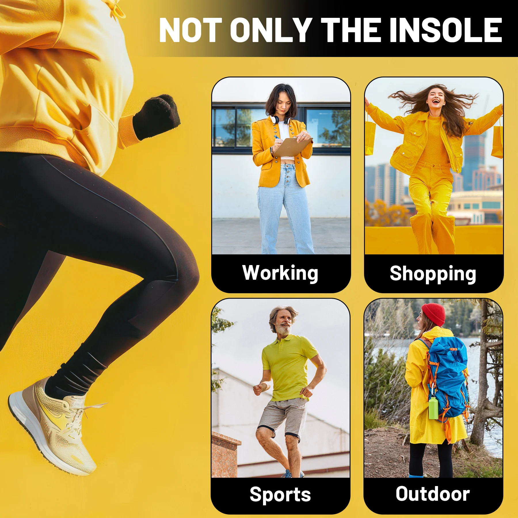 Arch Support Insoles for Men & Women - Multi-Scene Shock Absorption for Plantar Fasciitis, Flat Feet | Work, Sports, Outdoor