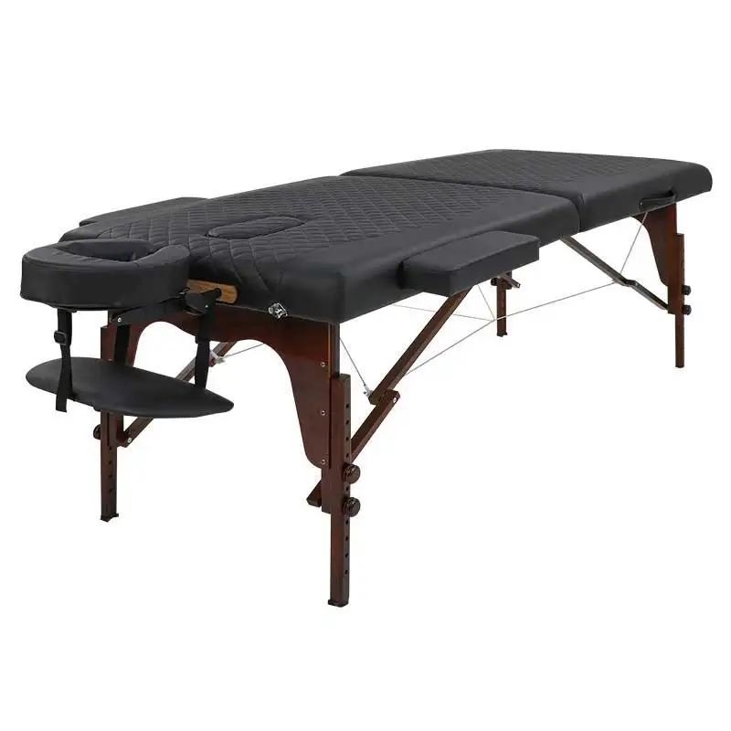 

Cambodia WMT-610 Manufacture New Design Black 2 Section Wooden Folding Milking Massage Bed Wide Spa Bed Physiotherapy Bed