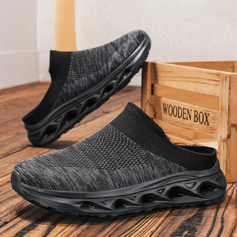 Men's Light Running Shoes New Flying Socks Half Drag Comfortable Mesh Casual Sports Shoes Men's Outdoor Sports Tennis Shoes
